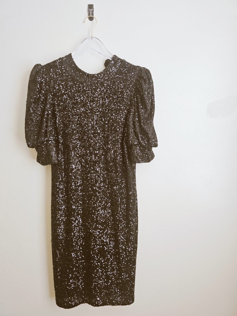Joie Black Sequin Dress w/Puff Sleeves - SIZE S - Perfect Special Occasion Dress